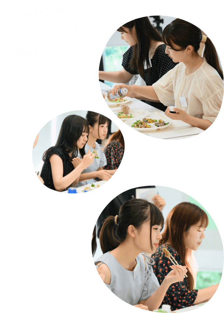 ごまと香味野菜やきざみ玉葱を使ったオリジナルレシピを試食していただきました！