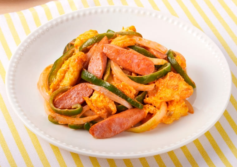 卵とピーマンのケチャマヨ炒め