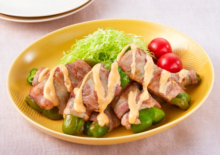 肉巻きピーマンのしょうゆマヨがけ