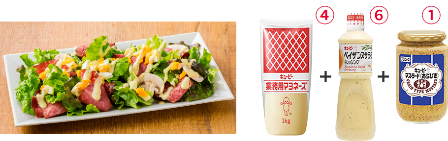 ローストビーフとゆで卵のペイザンヌサラダ