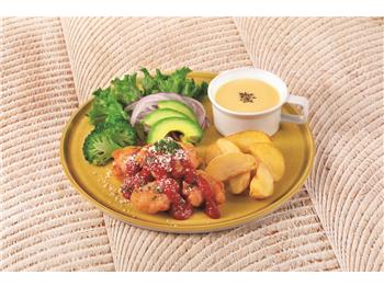 トマトガーリックの鶏から揚げプレート