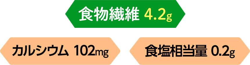 食物繊維4.2g カルシウム102mg 食塩相当量0.2g