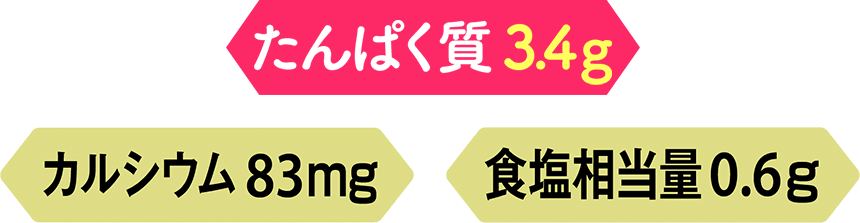 たんぱく質3.4g カルシウム83mg 食塩相当量0.6g