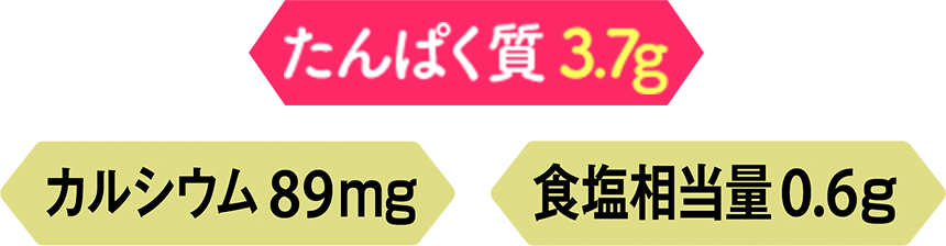 たんぱく質3.7g カルシウム89mg 食塩相当量0.6g