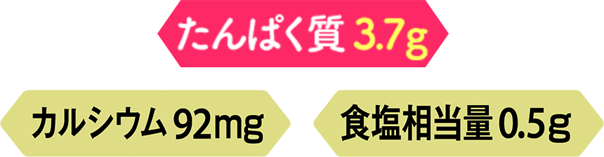 たんぱく質3.7g カルシウム92mg 食塩相当量0.5g